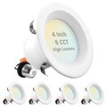 Luxrite 4" LED Recessed Can Lights 5 CCT Selectable 2700K-5000K 14W (75W Equivalent) 950LM Dimmable 4-Pack LR23794-4PK